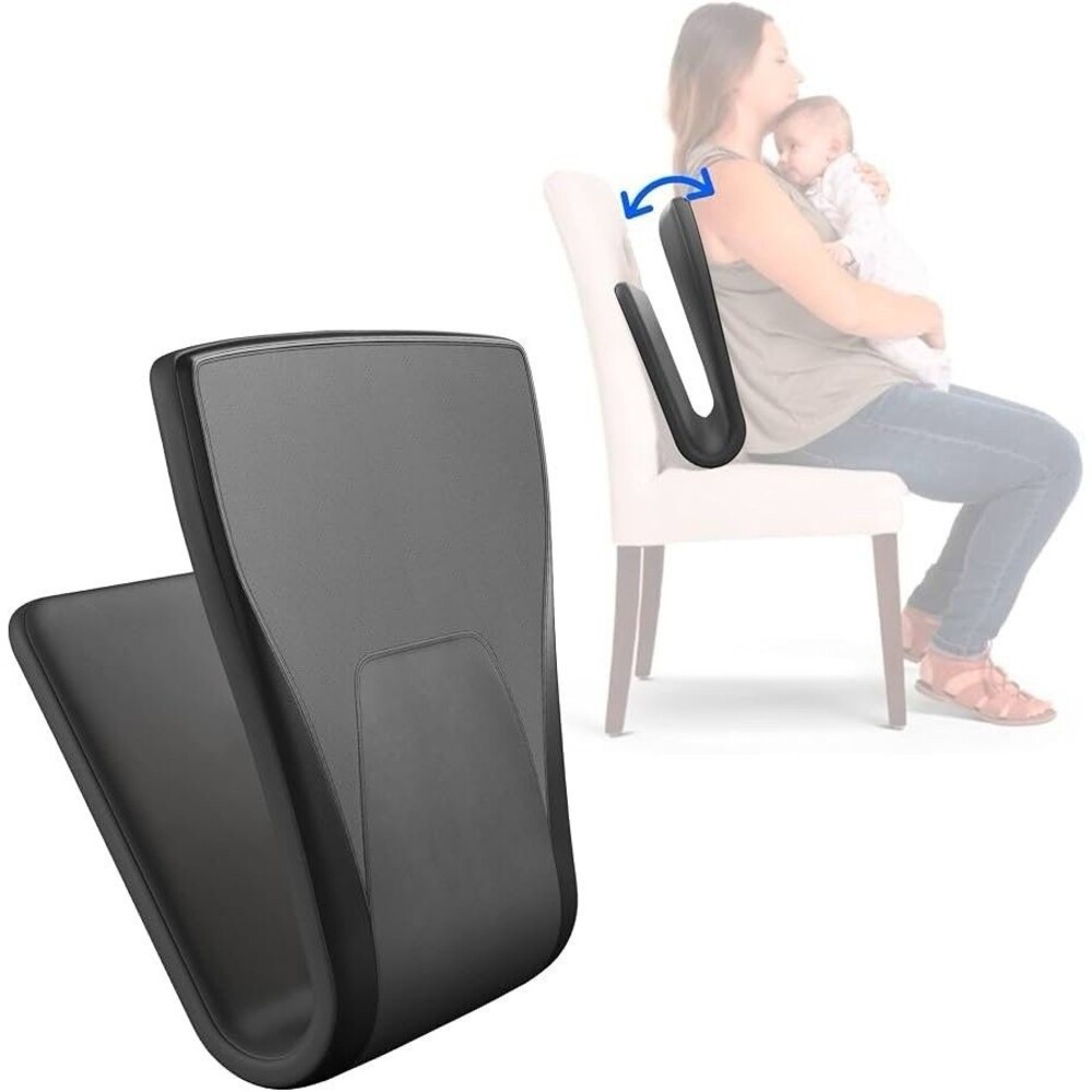 Ready Rocker Portable Rocking Chair Lumbar Back Support- Black Faux Leather